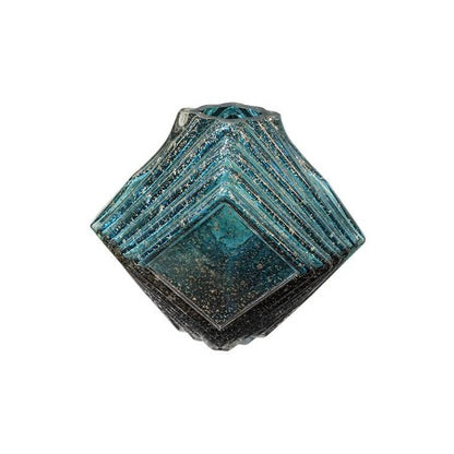 Vase en verre forme losange-27x15x32cm-bleu pailleté dore