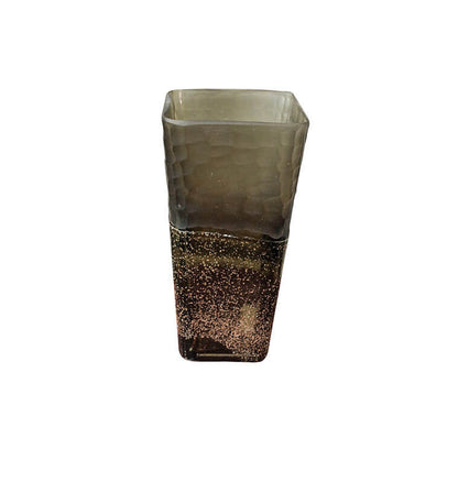 Vase en verre-14.5×30.5cm-marron-dore