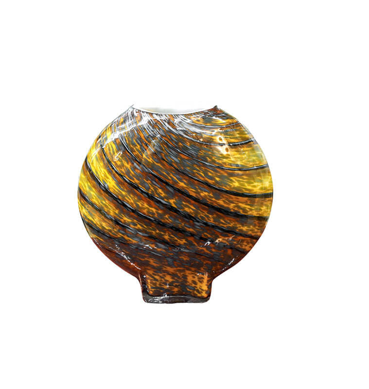 Vase en verre-20x10x23cm-jaune-marron