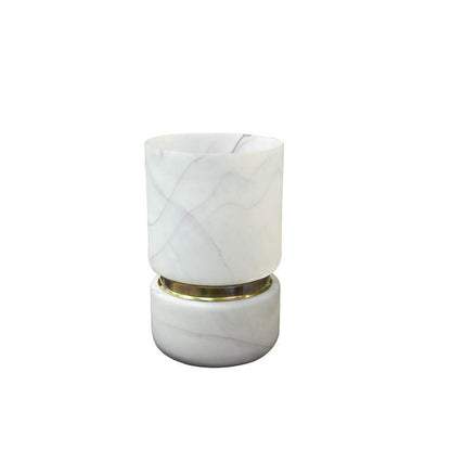 Vase en verre-18×27,5cm-effet marbre-bleu