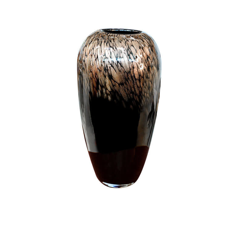Vase en verre-19.5x38cm-marron-noir