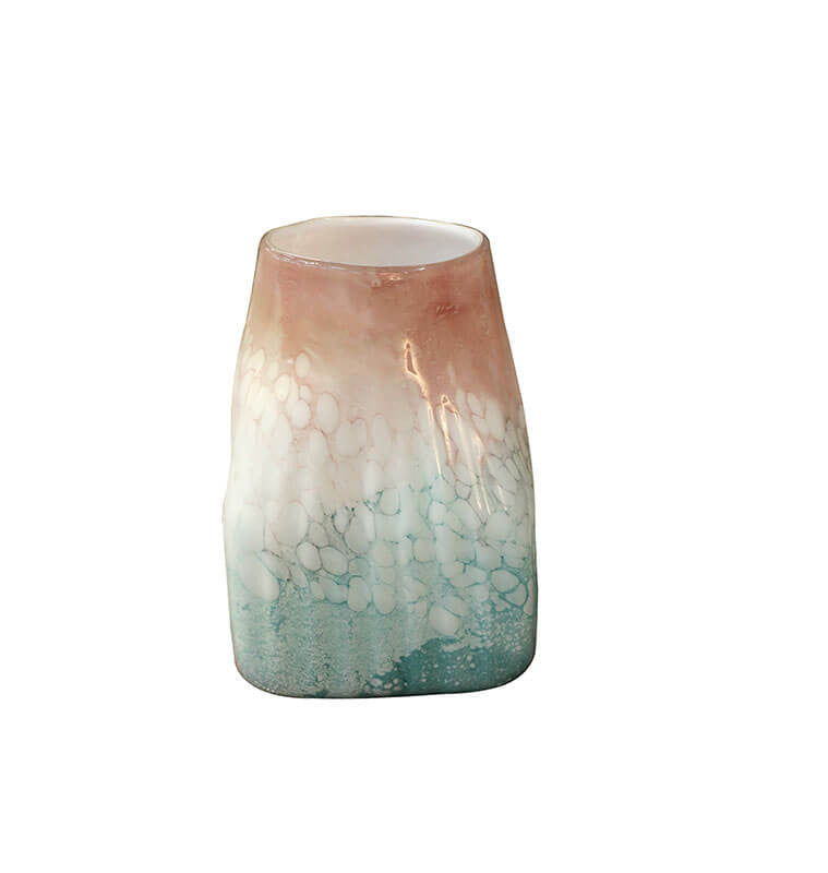 Vase en verre-25x20x20cm-rose-blanc-bleu