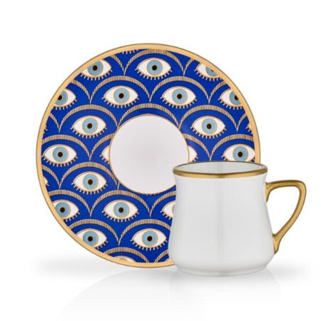 SERVICE A THE-12PCS-TASSE+SOUCOUPE-NAZENDE OEIL BLEU